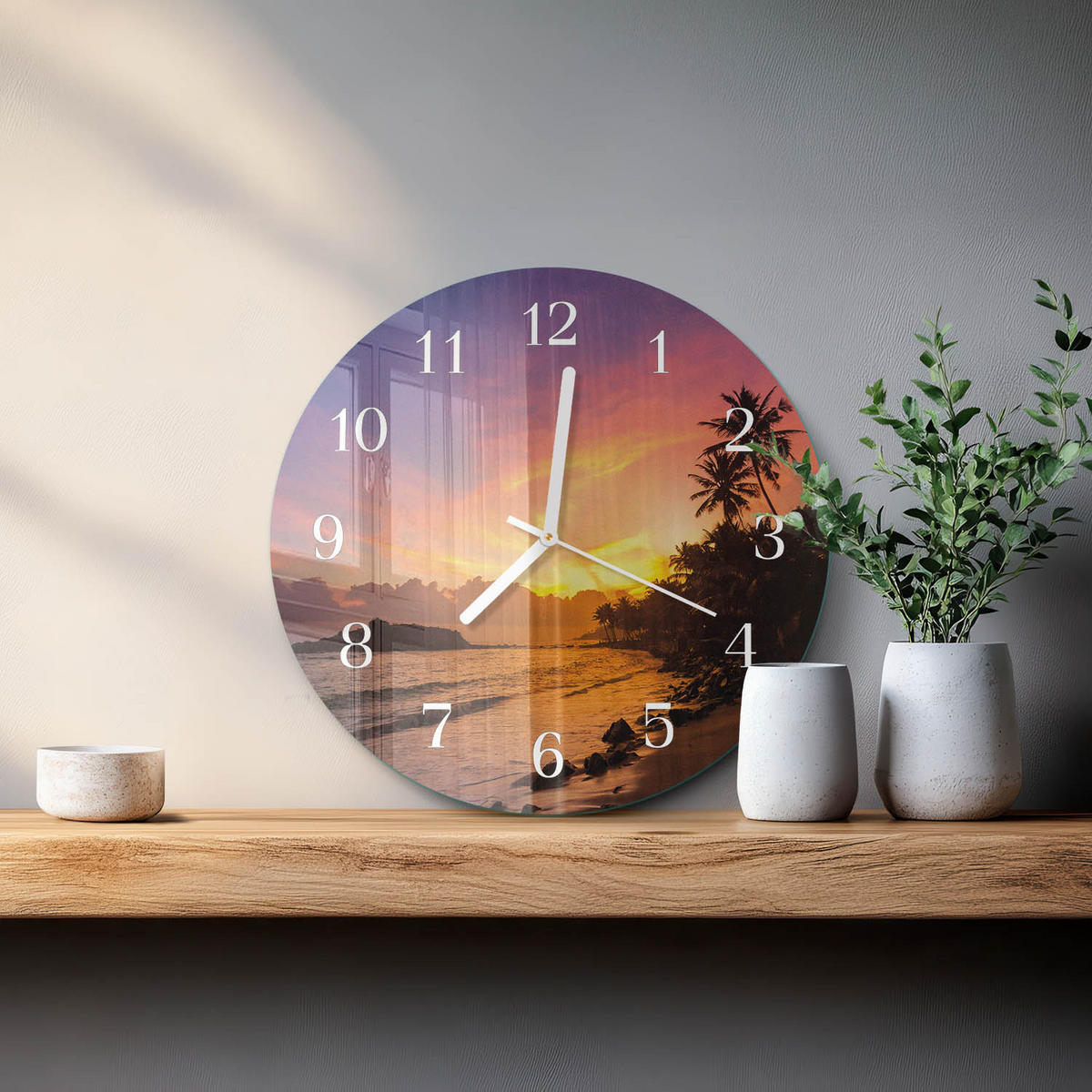WANDUHR fi30 cm - Sonnenuntergang - Multicolor, Glas (30/30/0.4cm) - TULUP