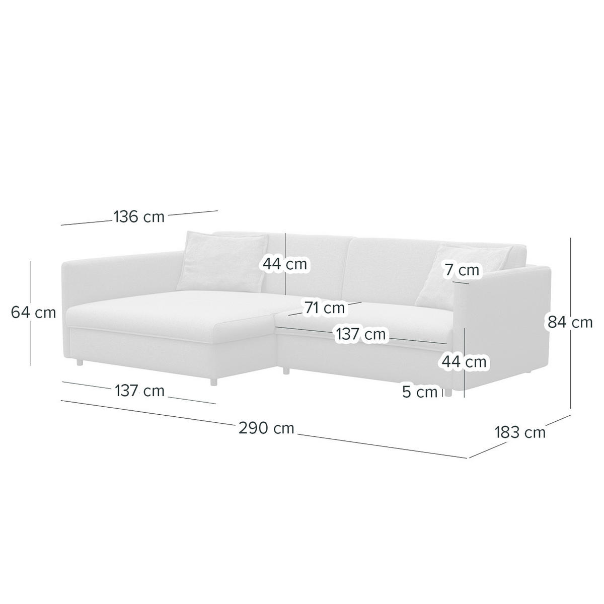 ECKSOFA mit Longchair - Schwarz/Grau, Kunststoff/Textil (290/183cm) - home24