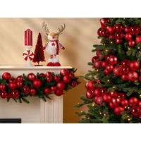 WEIHNACHTSGIRLANDEN-SET 80-teiliges mit Kugeln 4, 5, 6 cm rot, 180 cm - Rot, Kunststoff (6/6/180cm) - LAALU