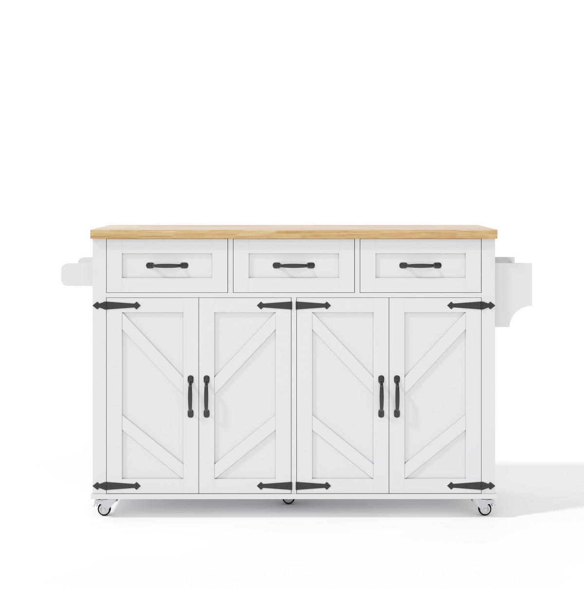 KÜCHENINSEL 140/90,5/43(70) cm Weiß/Natur aus MDF mit klappbarer Arbeitsplatte - Weiß, Holzwerkstoff (70/90.5/140cm) - OKMYHOME