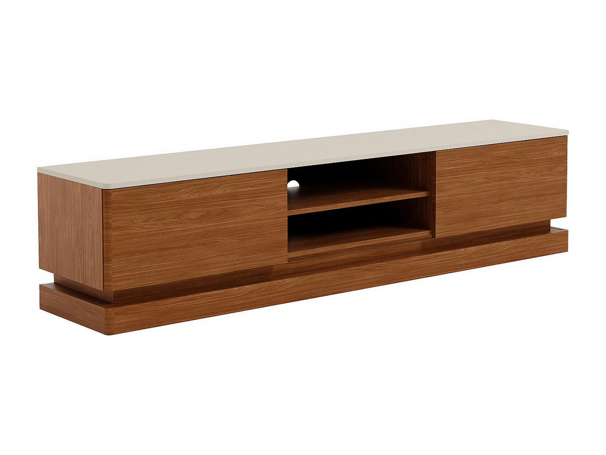 TV-BOARD - 190 cm x 40 cm - Holz, Platte - Naturfarben Dunkel, Beige - DEVIKA - Beige/Naturfarben, Holz (190/44/40cm) - Vente-Unique