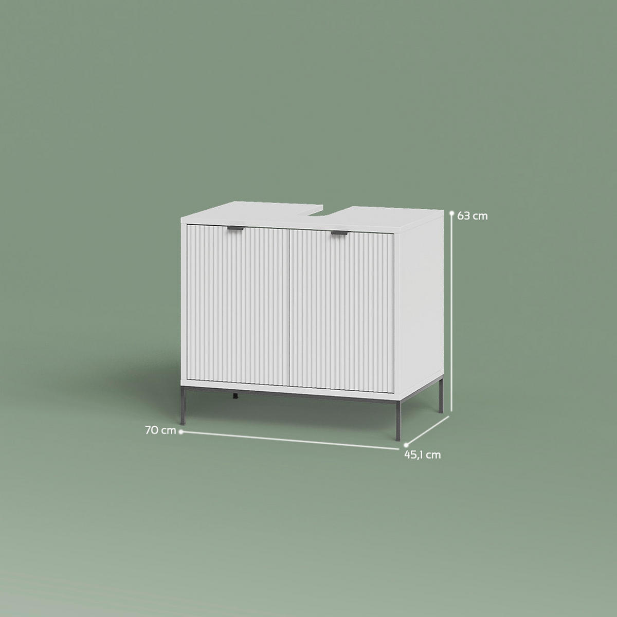 WASCHTISCHUNTERSCHRANK ATERNO Weiß 70 x 63 cm mit 2 Türen - Weiß, Holzwerkstoff (70/63/45.1cm) - Livinity®