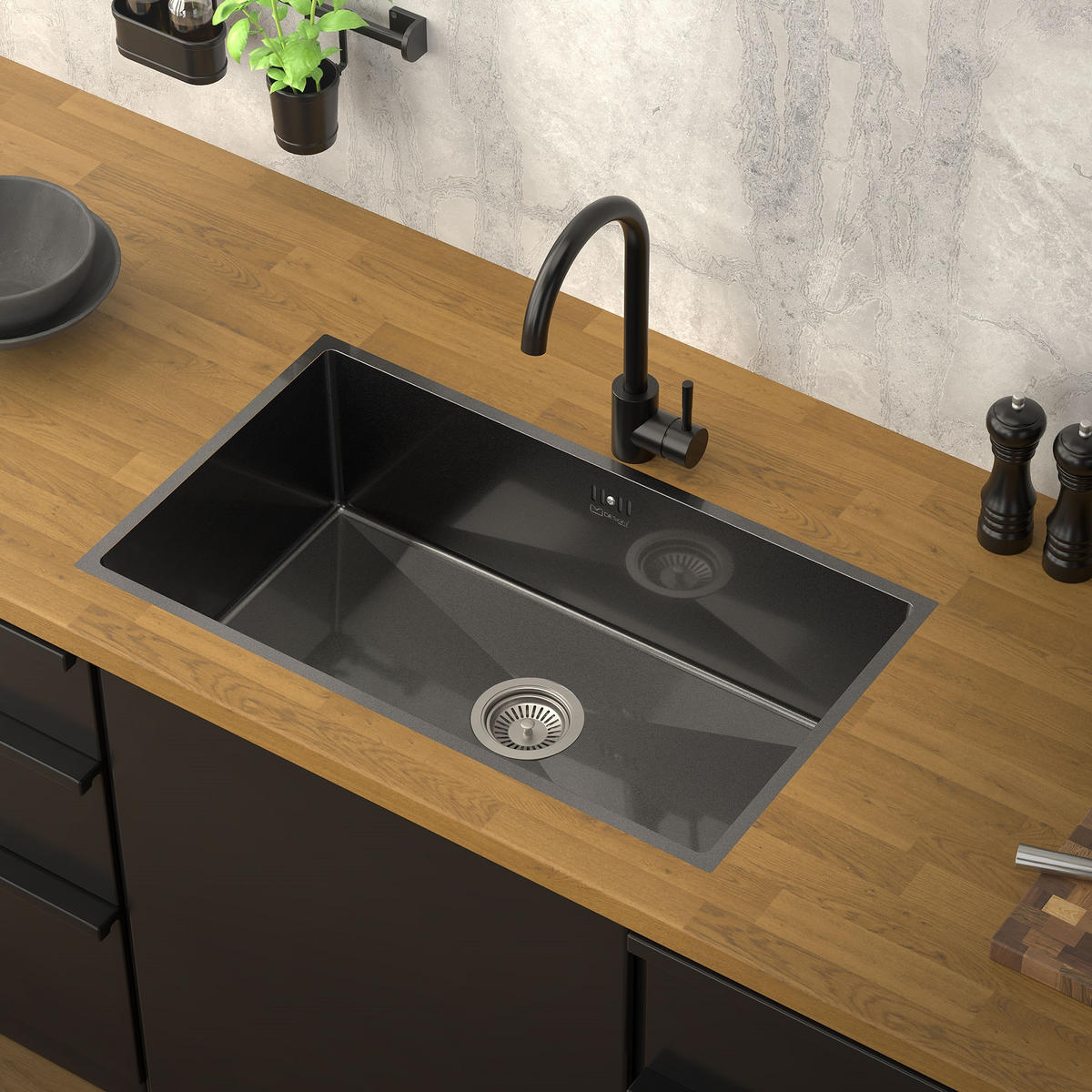 SPÜLBECKEN Edelstahl 70/40cm Anthrazit - Anthrazit, Metall (40/20/70cm) - ML-DESIGN