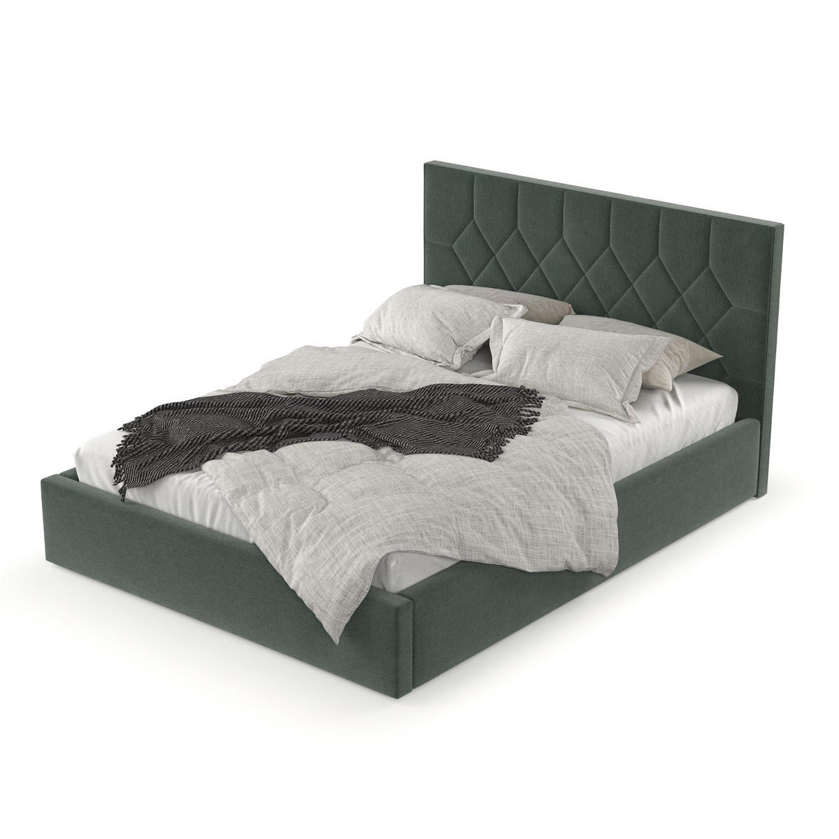 POLSTERBETT Brisa 140/200 cm Grün im Asti Stoff - Schwarz/Naturfarben, Holz/Holzwerkstoff (140/200cm) - AltaBeds