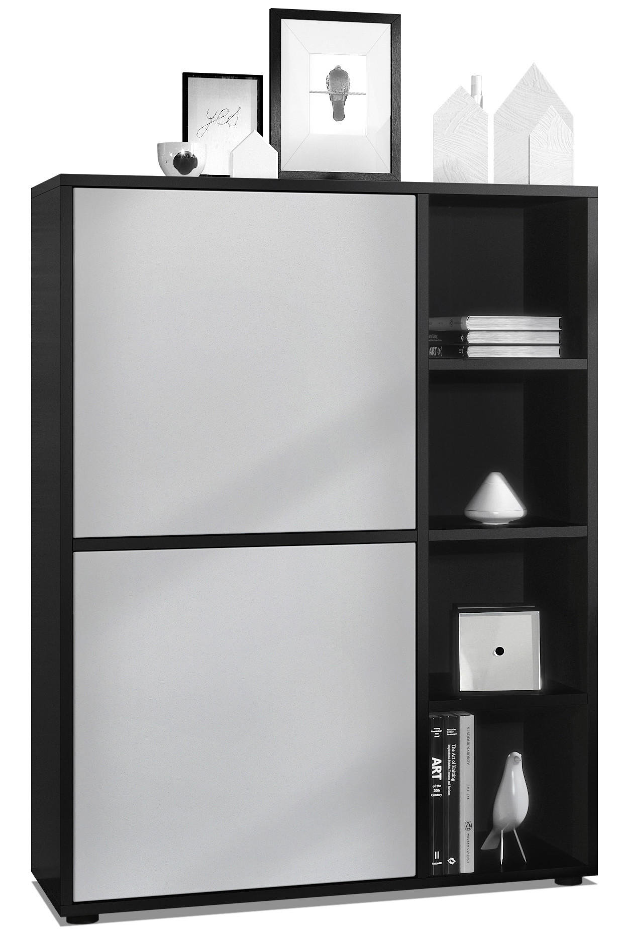 HIGHBOARD Cuba Türen in Hellgrau seidenmatt - Greige, Holzwerkstoff (79/105.5/35.5cm) - Vladon
