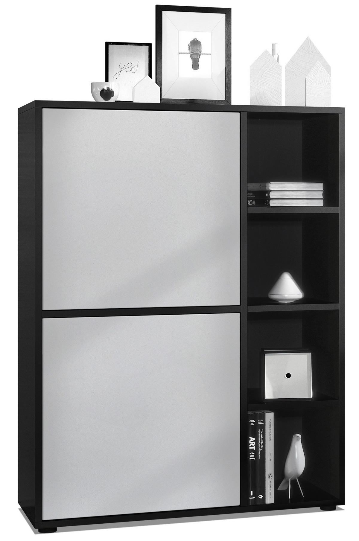 HIGHBOARD Cuba Türen in Hellgrau seidenmatt - Greige, Holzwerkstoff (79/105.5/35.5cm) - Vladon