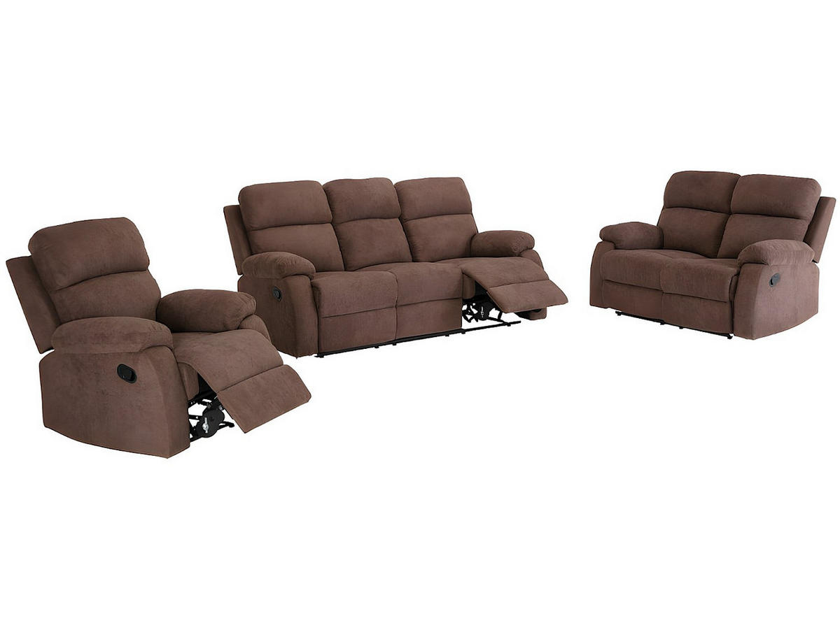 COUCHGARNITUR mit Sessel - 6 Personen - Stoff - Braun - TOLZANO - Braun, Textil (201/100/96cm) - Vente-Unique
