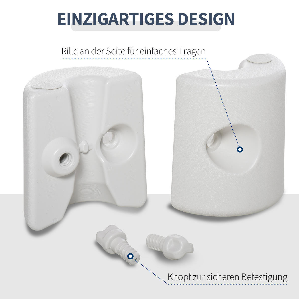 STANDFUß 4er-Set, Standsicherung Partyzelt Befüllung mit Wasser/Sand PE ∅24xH25cm - Weiß, Kunststoff (24/22cm) - Outsunny