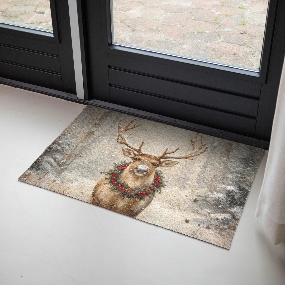 ROHOŽKA Vánoce - sobi - zima - věnec 90x60 cm - hnědá, plast/umělá hmota (90/0.4cm) - MuchoWow
