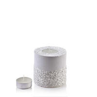 TEELICHTHALTER Diamond Weiß 12/12/12 cm Naturmaterial - Weiß, Naturmaterialien (12cm) - Mondex