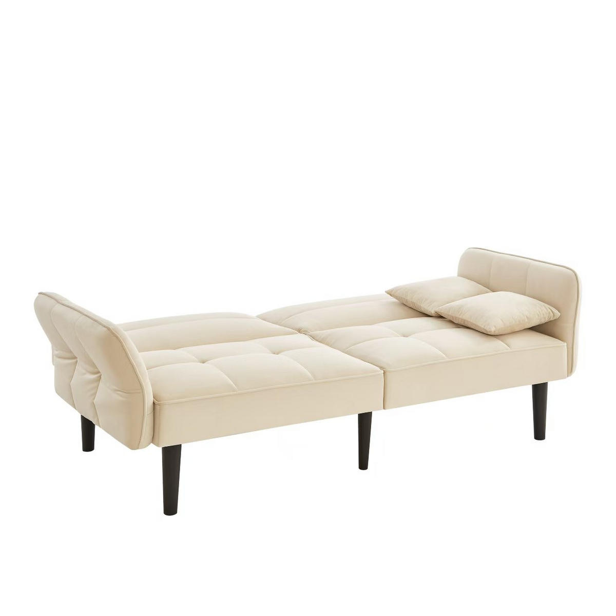 SCHLAFSOFA 176/78/76 cm Antikes Beige Samt mit klappbaren Armlehnen - Beige, Textil (176/76/78cm) - Oxeza