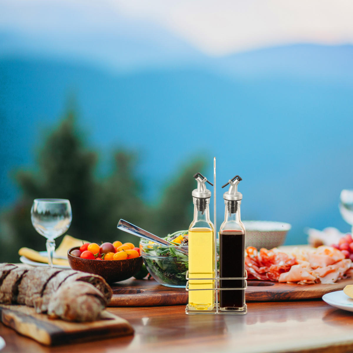 ESSIG-ÖLSPENDER - Transparent, Glas/Kunststoff (11/27.5/6cm) - Relaxdays