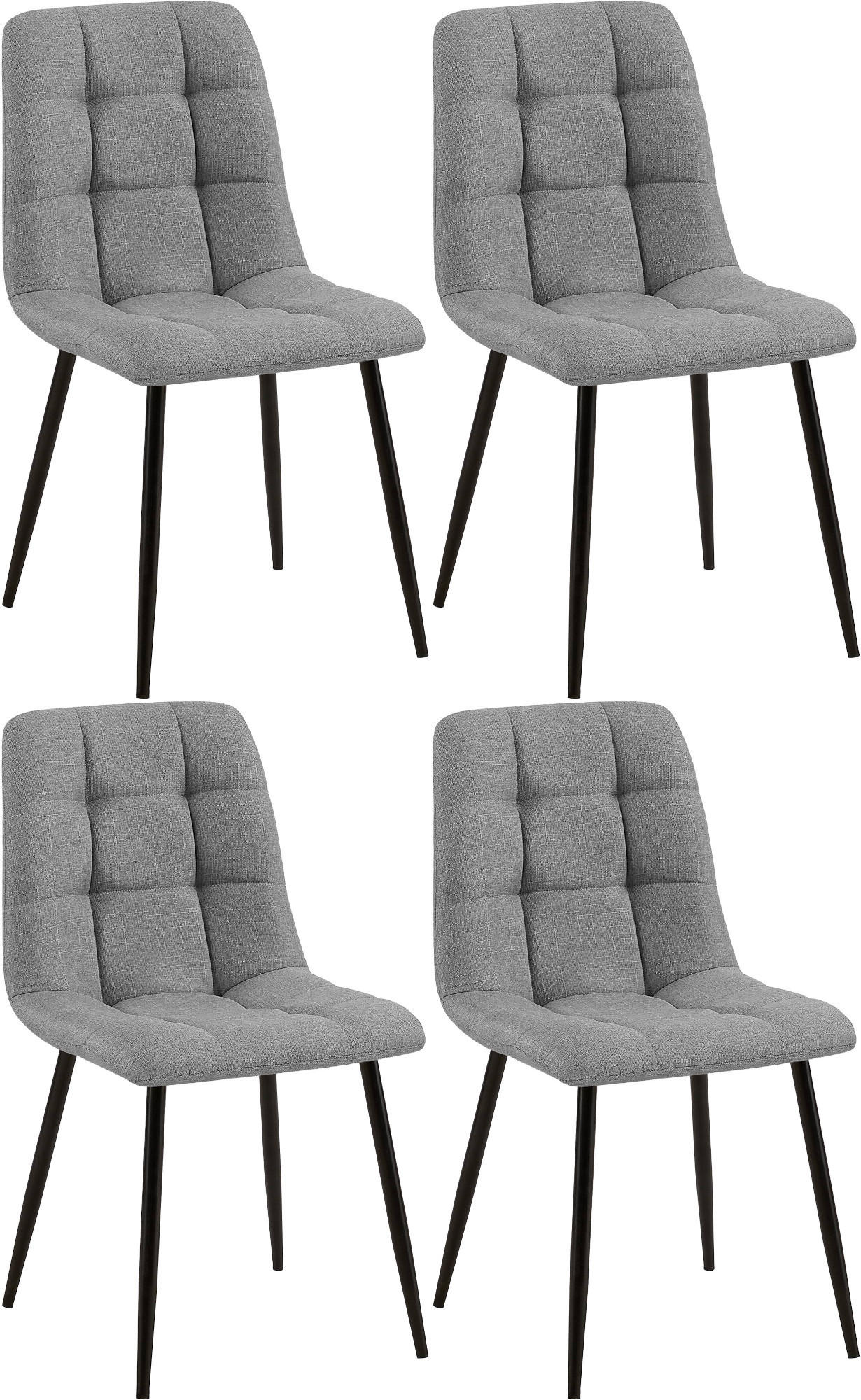STUHL 4er Set Stoff Grau - Schwarz/Grau, Textil/Metall (45/84/55cm) - CLP
