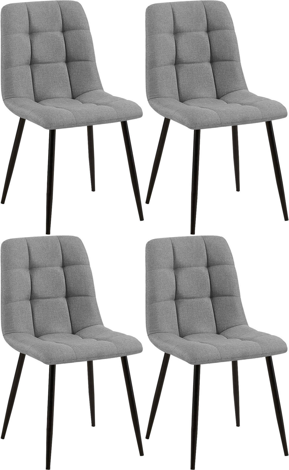 STUHL 4er Set Stoff Grau - Schwarz/Grau, Textil/Metall (45/84/55cm) - CLP