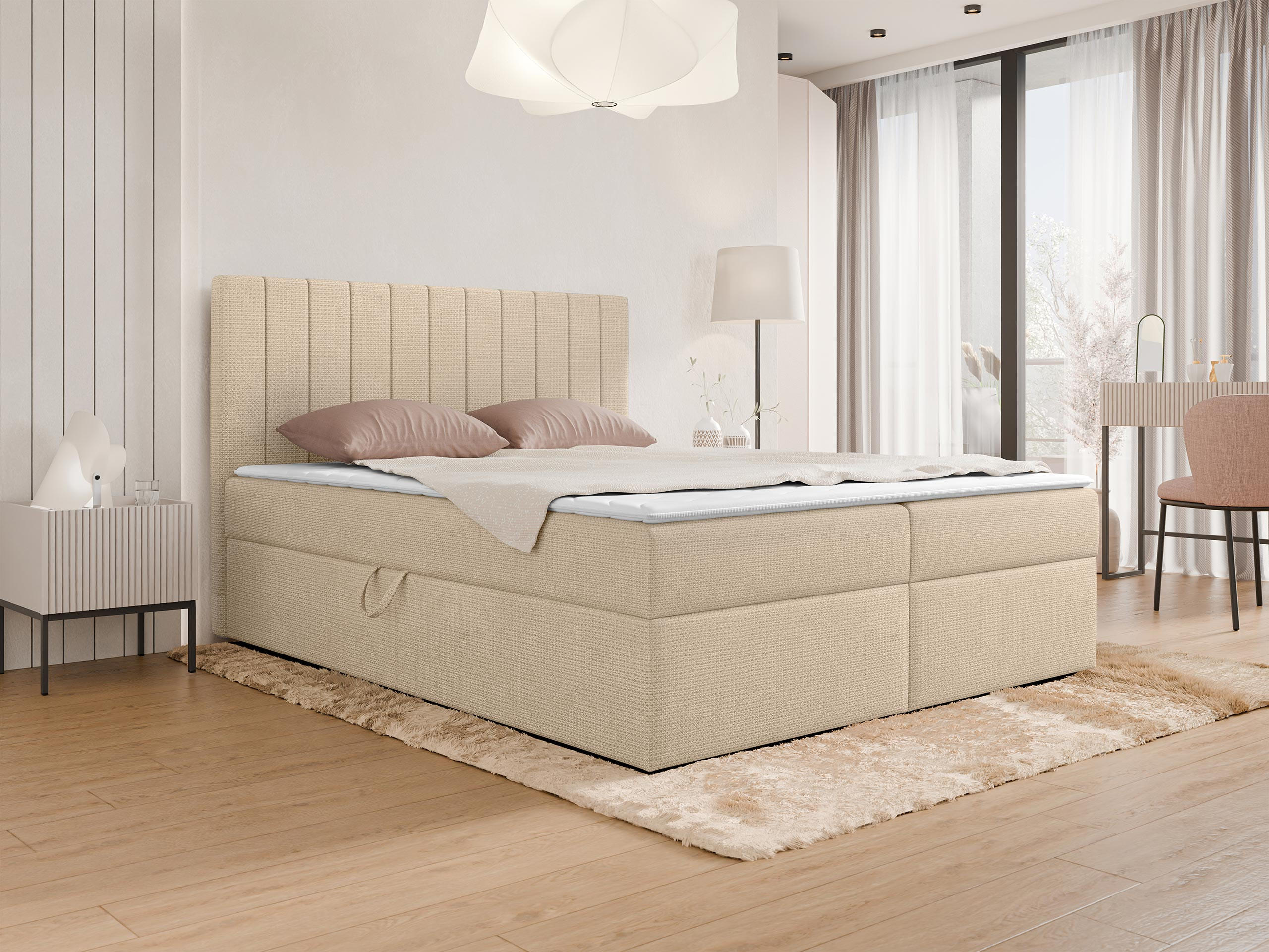 BOXBETT Everest - Beige/Schwarz, Holzwerkstoff/Kunststoff (140/200cm) - MIRJAN24