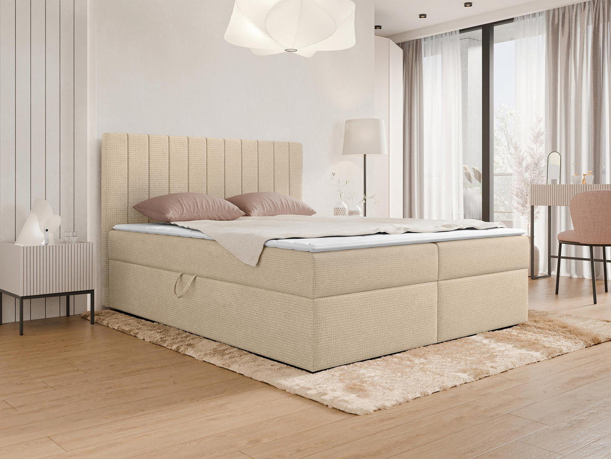 BOXBETT Everest - Beige/Schwarz, Holzwerkstoff/Kunststoff (140/200cm) - MIRJAN24