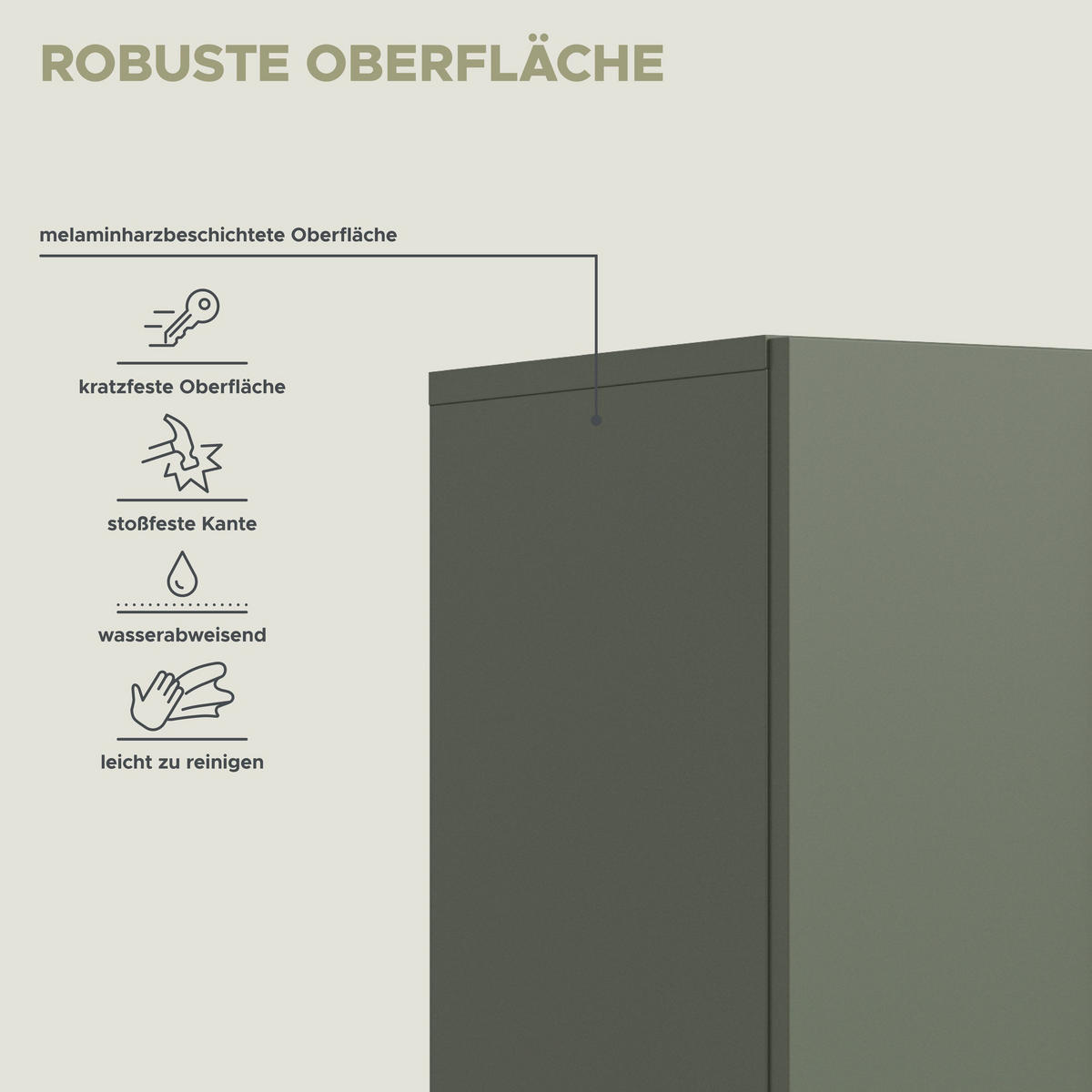 HOCHSCHRANK AQUA (B/H/T: ca. 51/191/30 cm) in Sage Green/Sage Green - Grün, Holzwerkstoff (51/191/30cm)