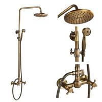 ÜBERKOPFBRAUSESET Messing Antik, 120cm, mit Handbrause - Bronzefarben, Metall (21.5/120/47cm) - Kaket