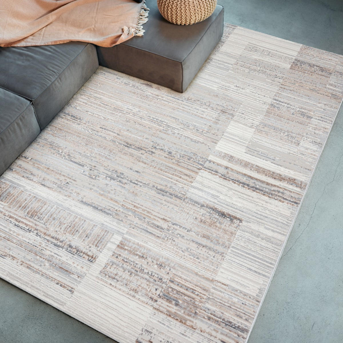 KOBEREC béžový krémový abstraktný - 80 x 150 cm - krémová/cappuccino, textil (80/150cm) - Mazovia