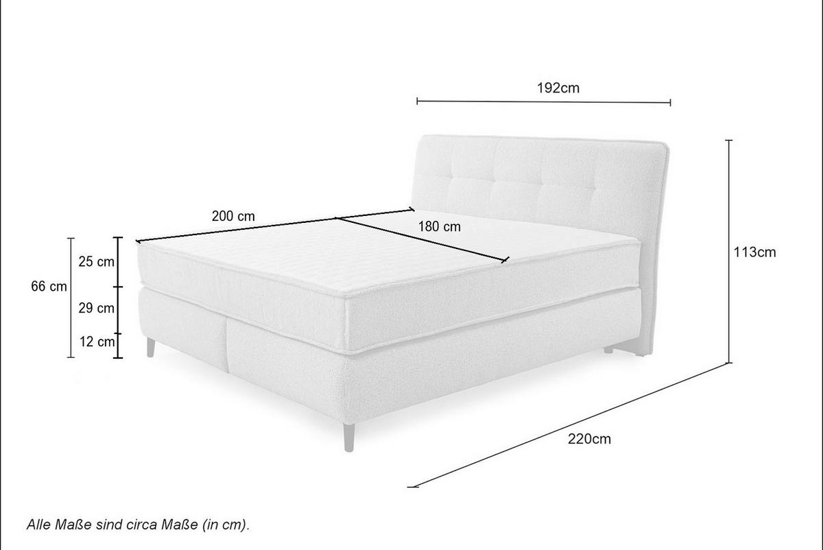 BOXSPRINGBETT 180x200 cm, extradicke 7-Zonen-Tonnentaschen-Federkern-Wendematratzen H3/H4, Bonell-Federkern, Flachgewebe Beige Grau / 20024 - Greige/Beige, Textil/Metall (180/200cm) - luma-home