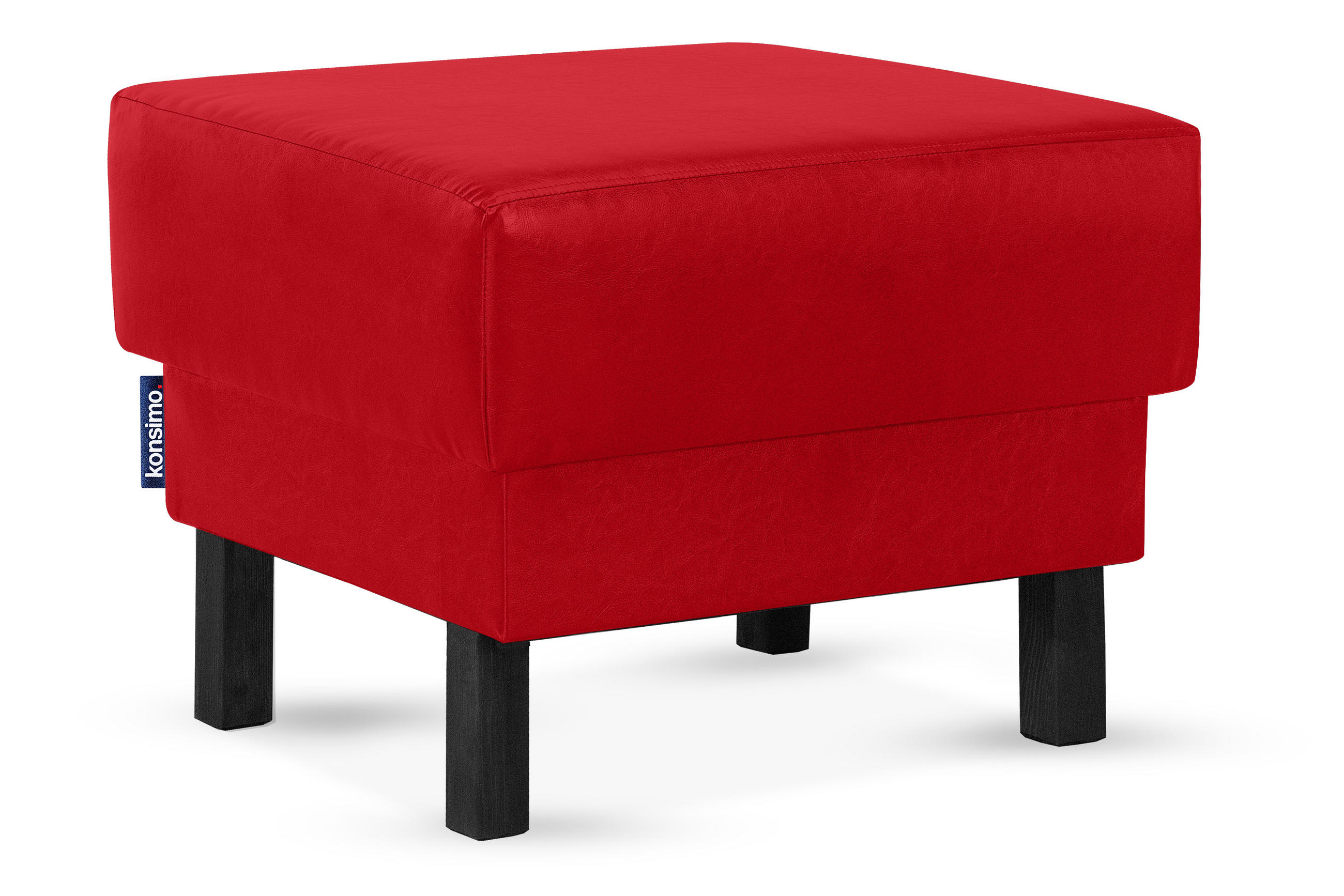 SITZHOCKER ESPECTO auf hohen Holzbeinen, rot - Rot/Schwarz, Textil (58/47/56cm) - KONSIMO®