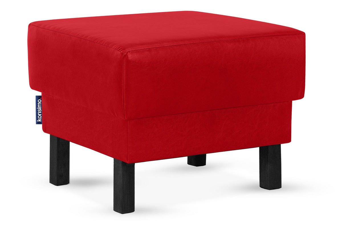 SITZHOCKER ESPECTO auf hohen Holzbeinen, rot - Rot/Schwarz, Textil (58/47/56cm) - KONSIMO®
