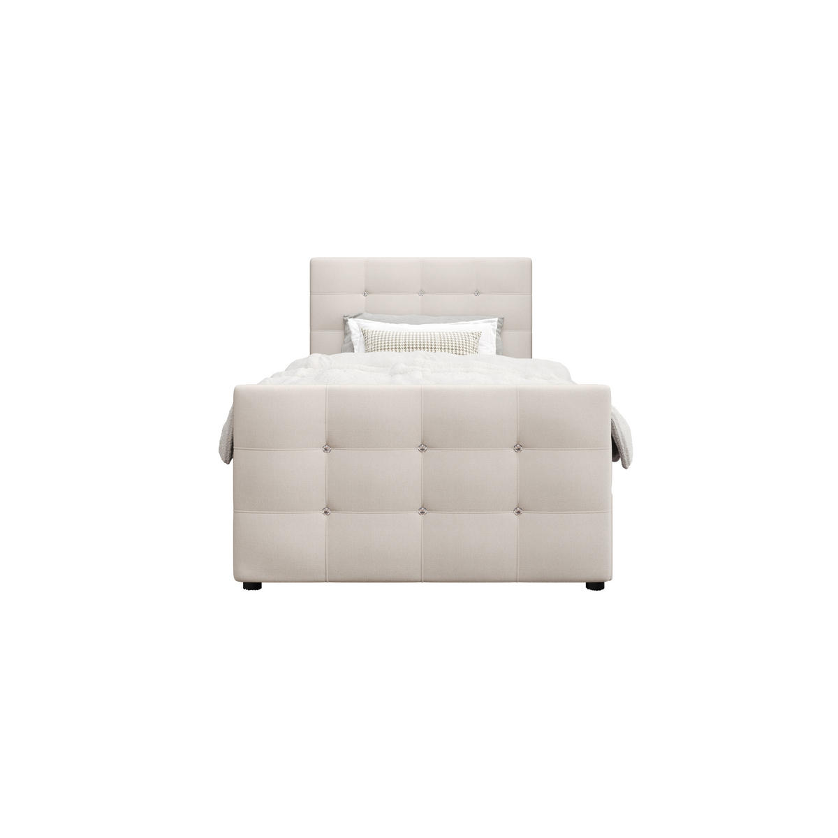 BOXBETT KLEO mini 120x200, mit Matratze H3 und Topper, Cosmic 10 - Beige, Holz/Kunststoff (120/200cm) - Bedante