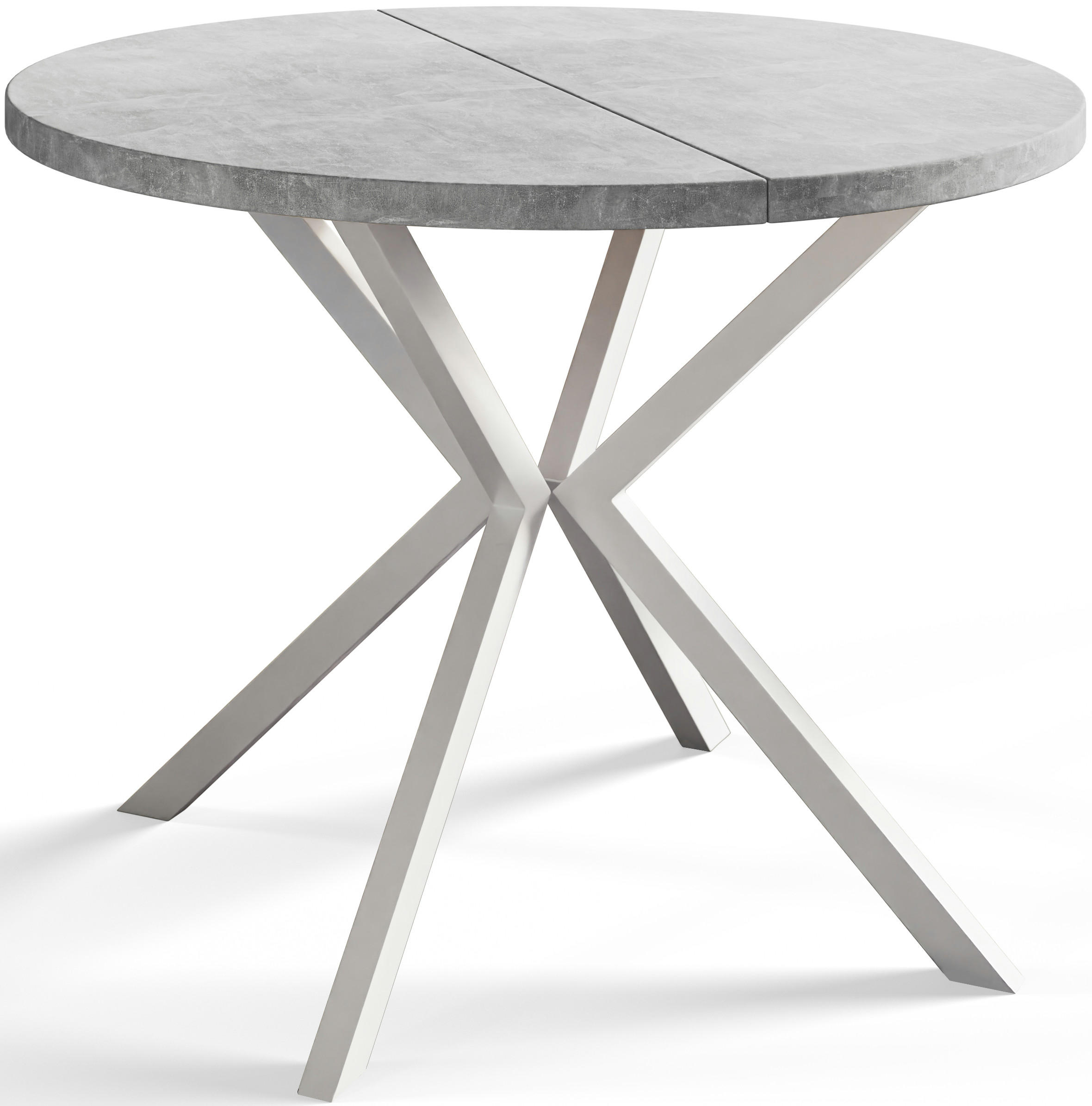 ESSZIMMERTISCH LOFT LITEN, ausziehbarer Tisch 90 cm/170 cm, Farbe: Hellgrau, mit Metallbeinen in Farbe Weiß - Weiß/Grau, Holzwerkstoff (90/90/76cm) - Alpi-Möbel