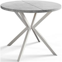 ESSZIMMERTISCH LOFT LITEN, ausziehbarer Tisch 90 cm/170 cm, Farbe: Hellgrau, mit Metallbeinen in Farbe Weiß - Weiß/Grau, Holzwerkstoff (90/90/76cm) - Alpi-Möbel