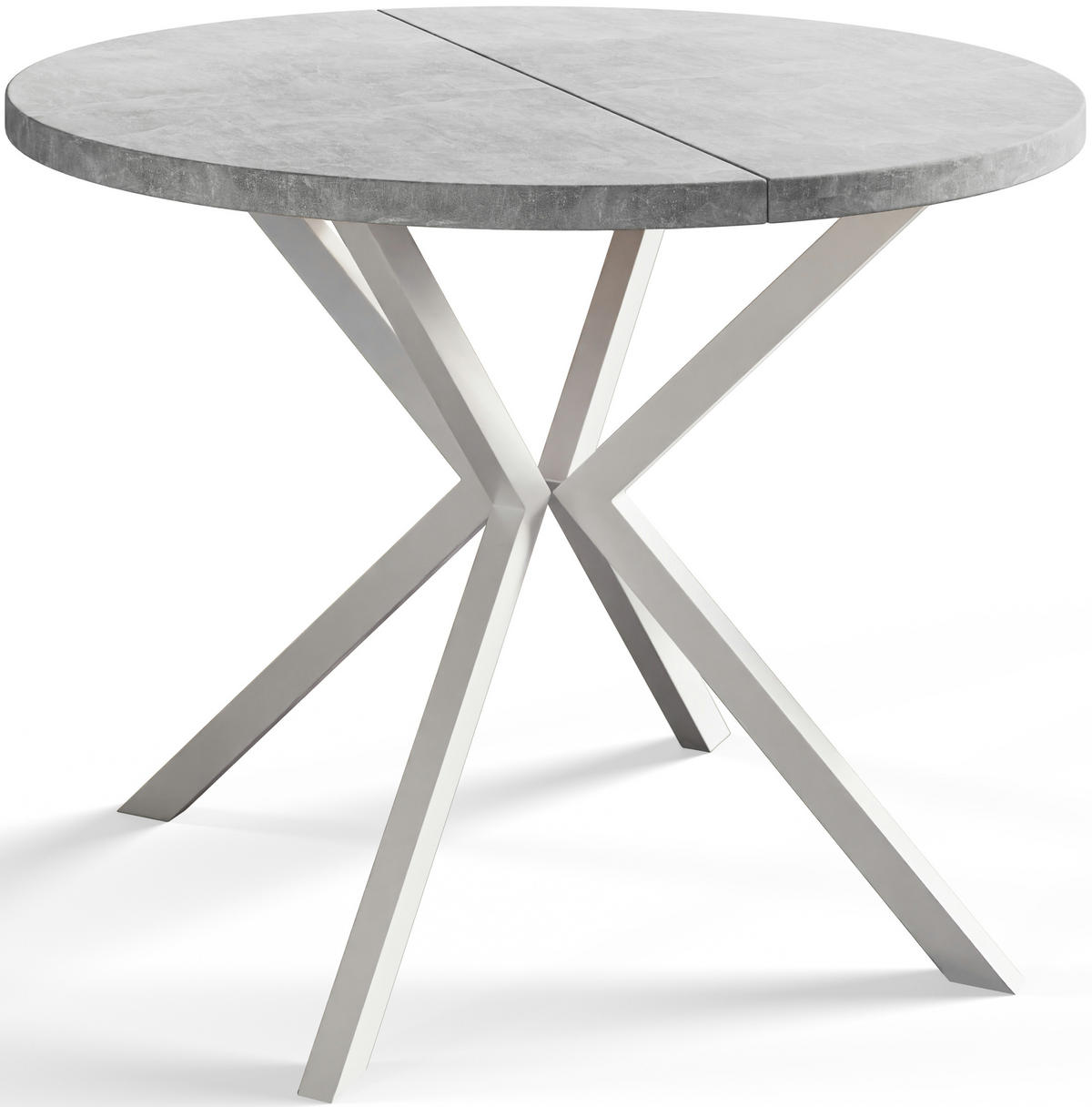 ESSZIMMERTISCH LOFT LITEN, ausziehbarer Tisch 90 cm/170 cm, Farbe: Hellgrau, mit Metallbeinen in Farbe Weiß - Weiß/Grau, Holzwerkstoff (90/90/76cm) - Alpi-Möbel