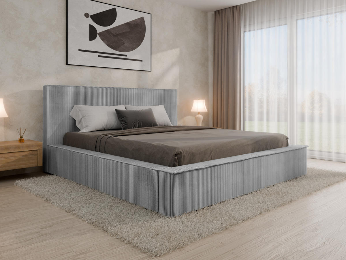 POLSTERBETT SANA180x200cm Elegantes Polsterbett für modernen Wohnstil , Federkernmatratze ELDAR (18cm), grau - Grau, Holz (180/200cm) - Panda Möbel