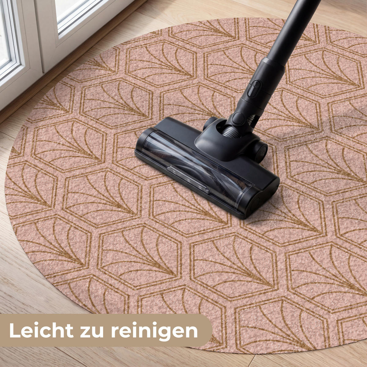 ROHOŽKA Lososově růžová - Vzor - Geometrický 90x90 cm - starorůžová, textil/umělá hmota (90/0.4cm) - MuchoWow