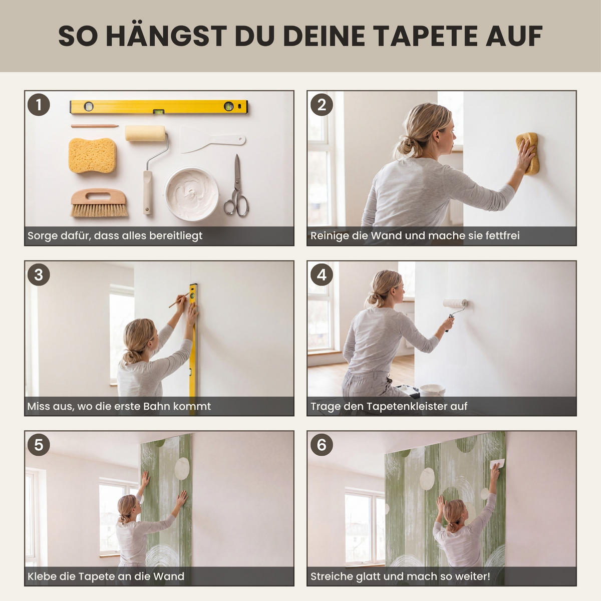 TAPETE - Künstlerisch - Modern - Grün - 300x200 cm - Olivgrün, Papier (300/200cm) - OnlyWow