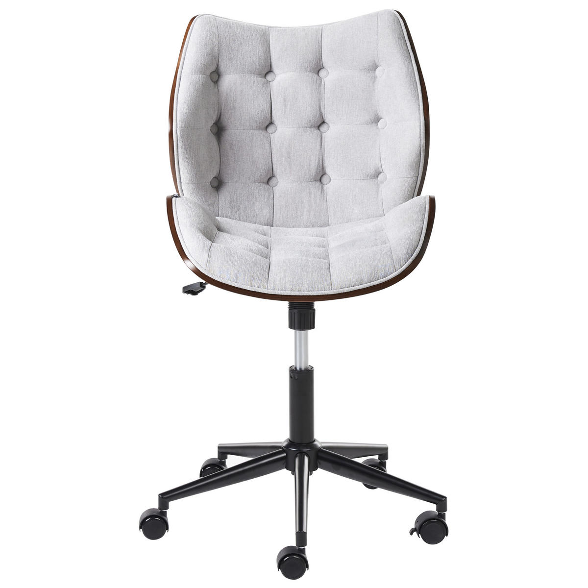 SCHREIBTISCHSTUHL Kunstleinen Grau Lompoc - Braun, Textil (54/88/56cm) - Beliani