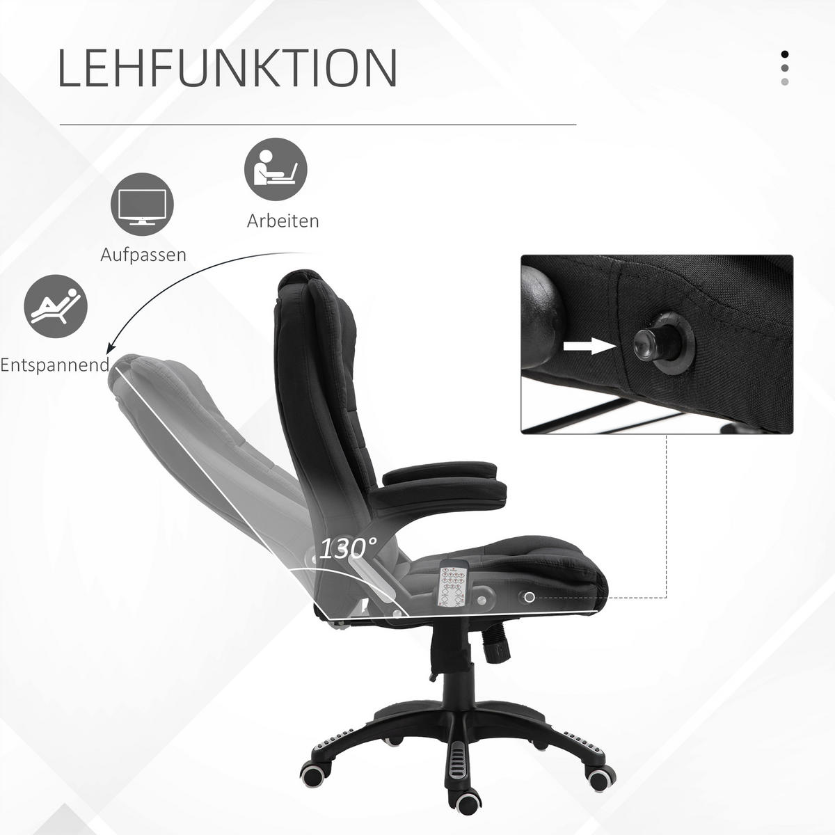 BÜROSTUHL Massage Schwarz - Schwarz, Textil (68/120/72cm) - Jamb