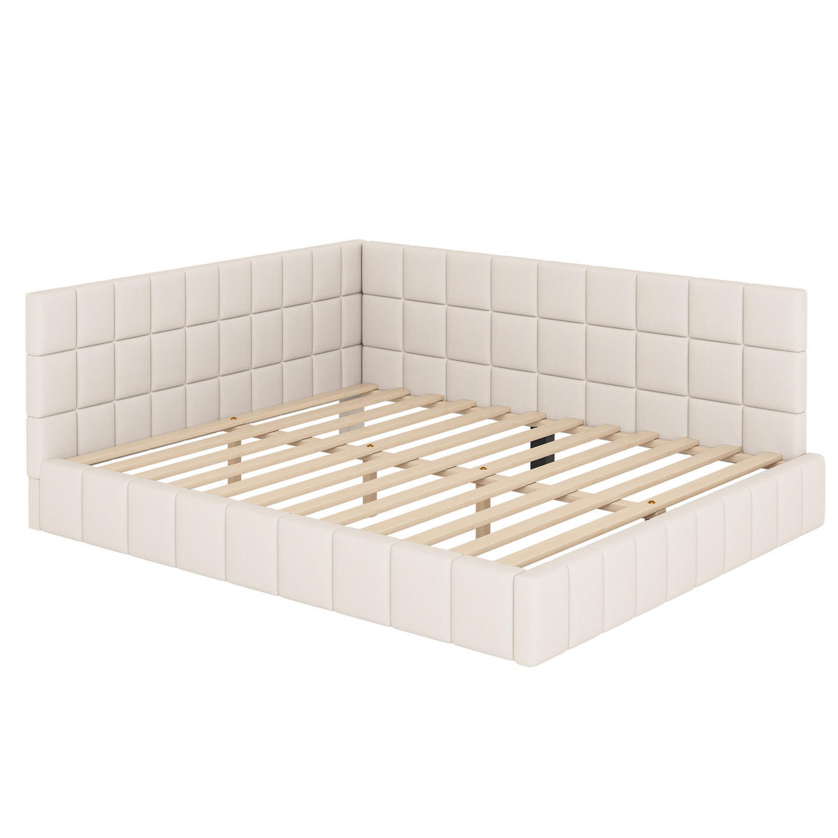 POLSTERBETT 160/200 cm beige aus Stoff mit umbaubarer Rückenlehne - Beige, Textil (160/200cm) - OKWISH