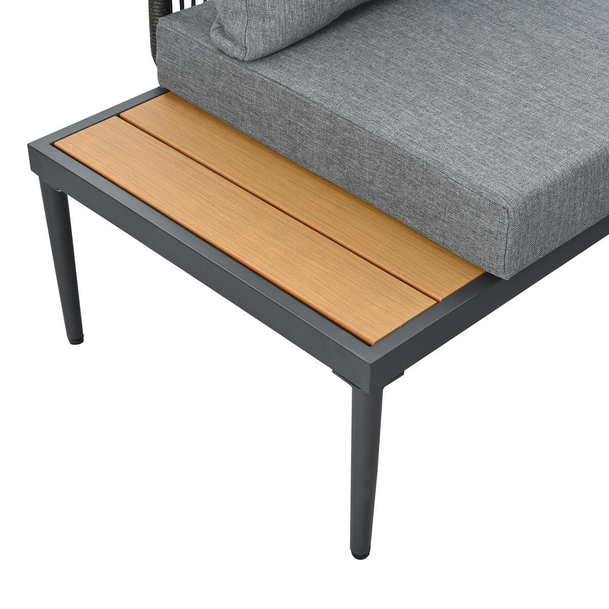 GARTENSET 178x139x68cm grau aus Stahl und Olefin, handgewebt - Grau, Metall - Modfu