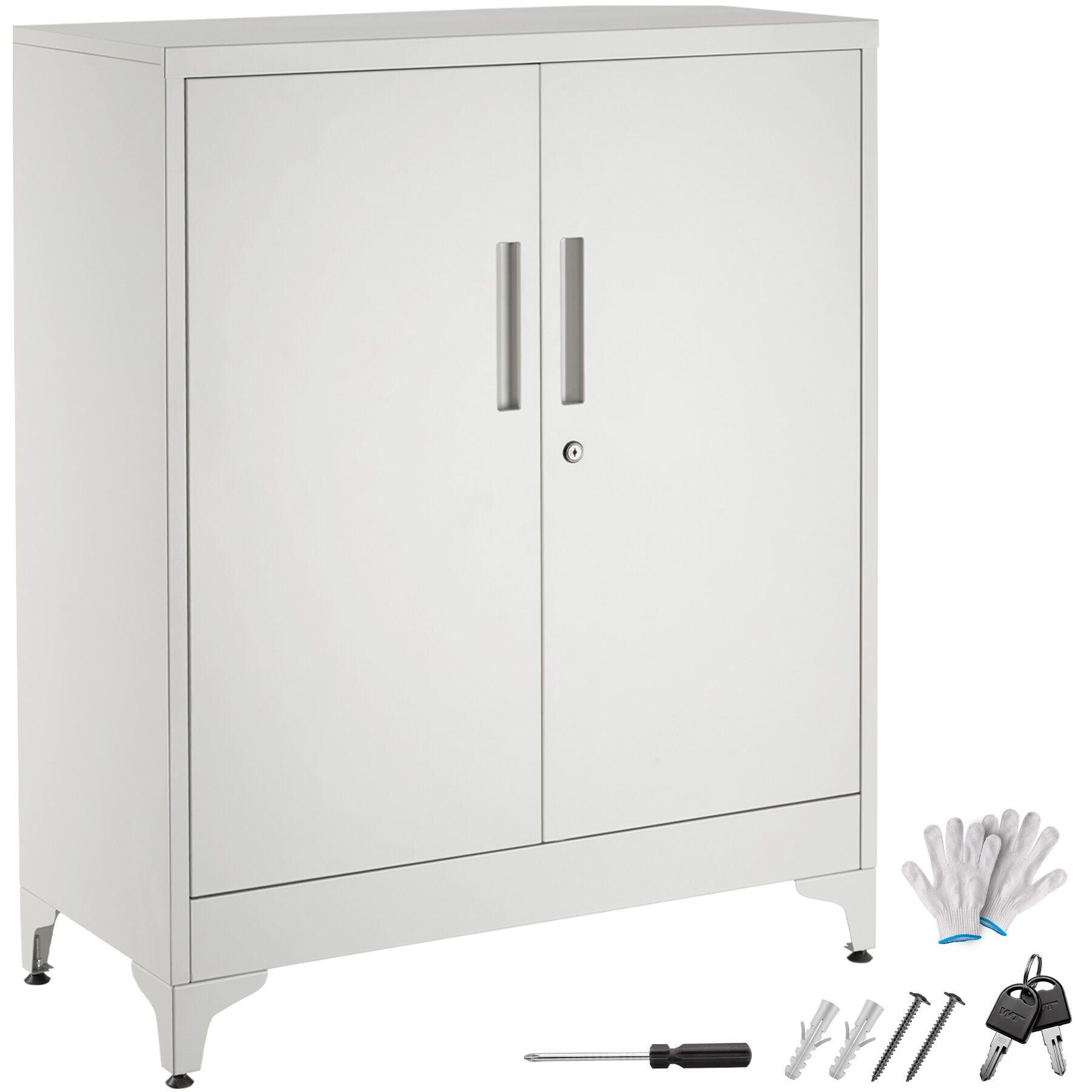 AKTENSCHRANK Blake, Kippschutz, höhenverstellbare Füße, grau - Grau, Metall (80/100/40cm) - tectake