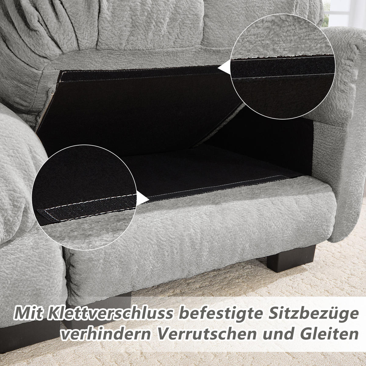 3-SITZER-SOFA DE-34384 Steppdesign und 2 Dekokissen Hellgrau - Hellgrau, Textil (86/90/260cm) - ComfortXL