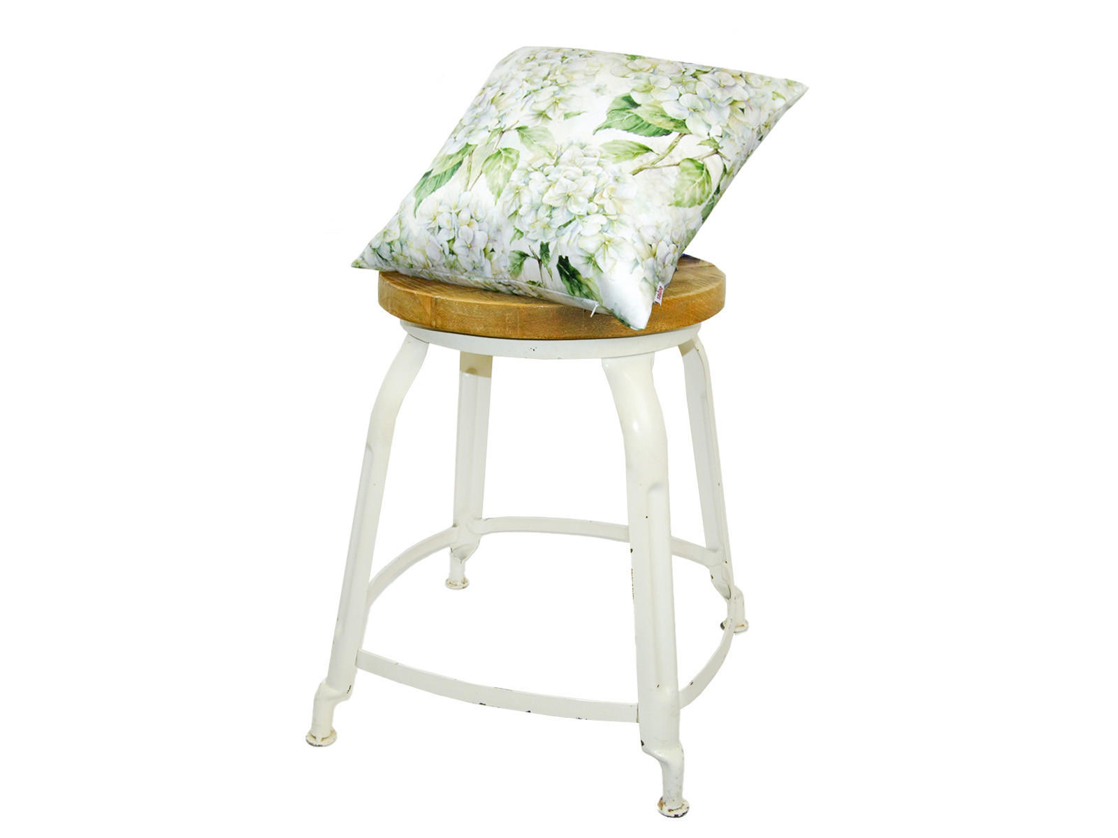 KISSENHÜLLE Landlust-Hortensie weiß 40/40 cm - Weiß/Grün, Textil (40/40cm) - beties Heimtextil