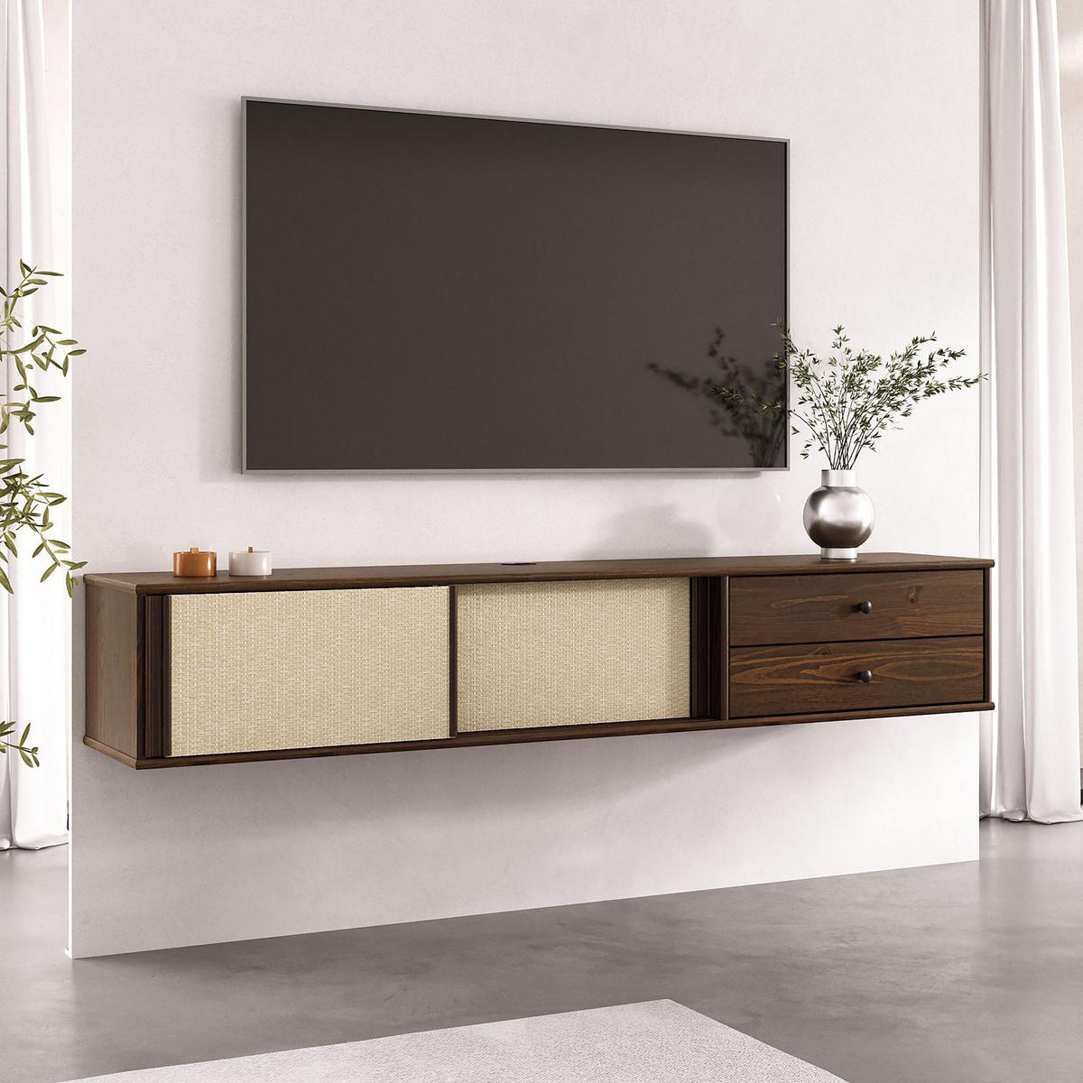 LOWBOARD SIMONA nussbaum - Nussbaumfarben, Holz (175/30/34cm) - IDIMEX