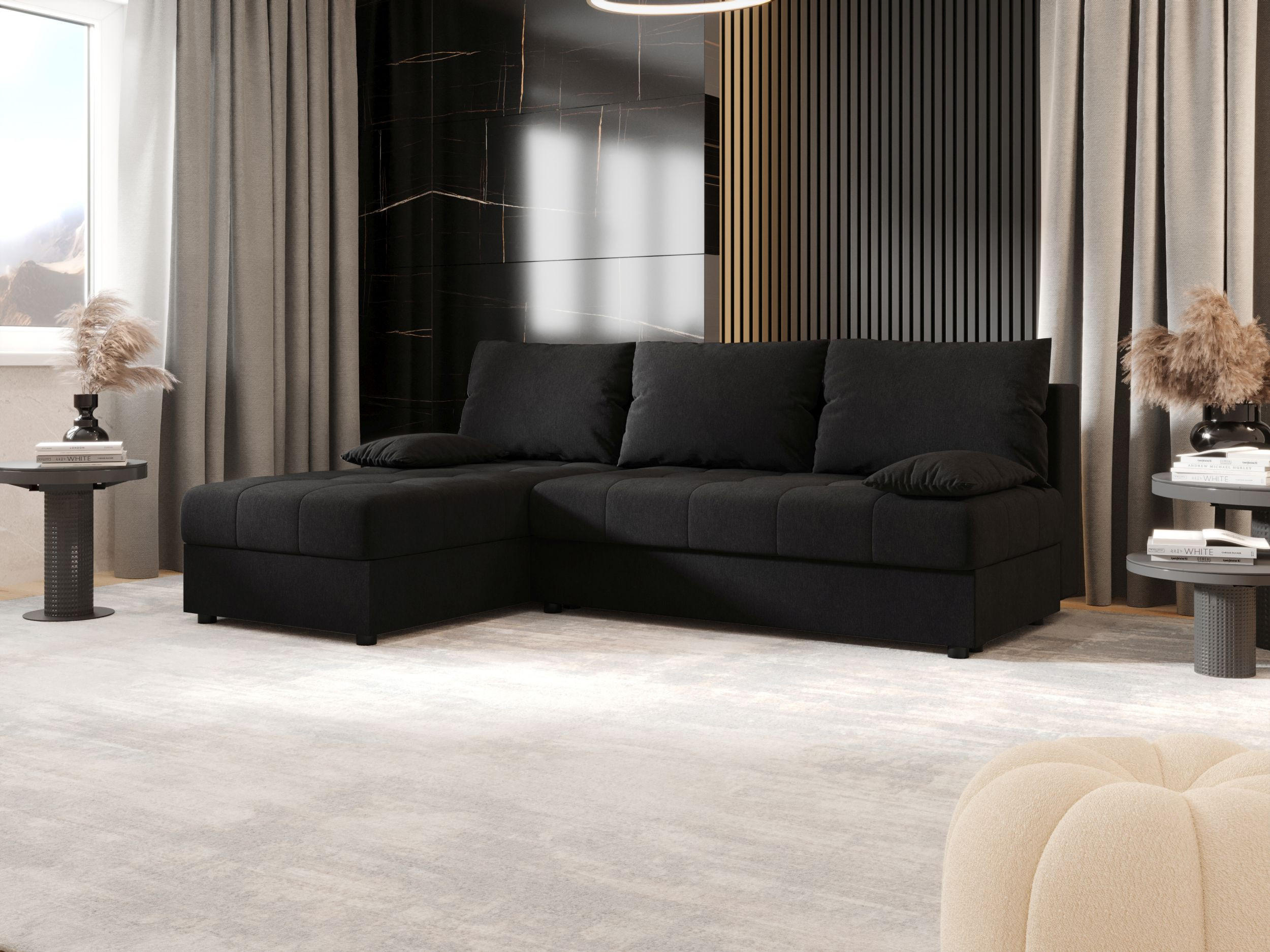 ECKSOFA MOS L Cosmic 100 Links mit Schlaffunktion - Schwarz, Textil (200/143cm) - Bedante