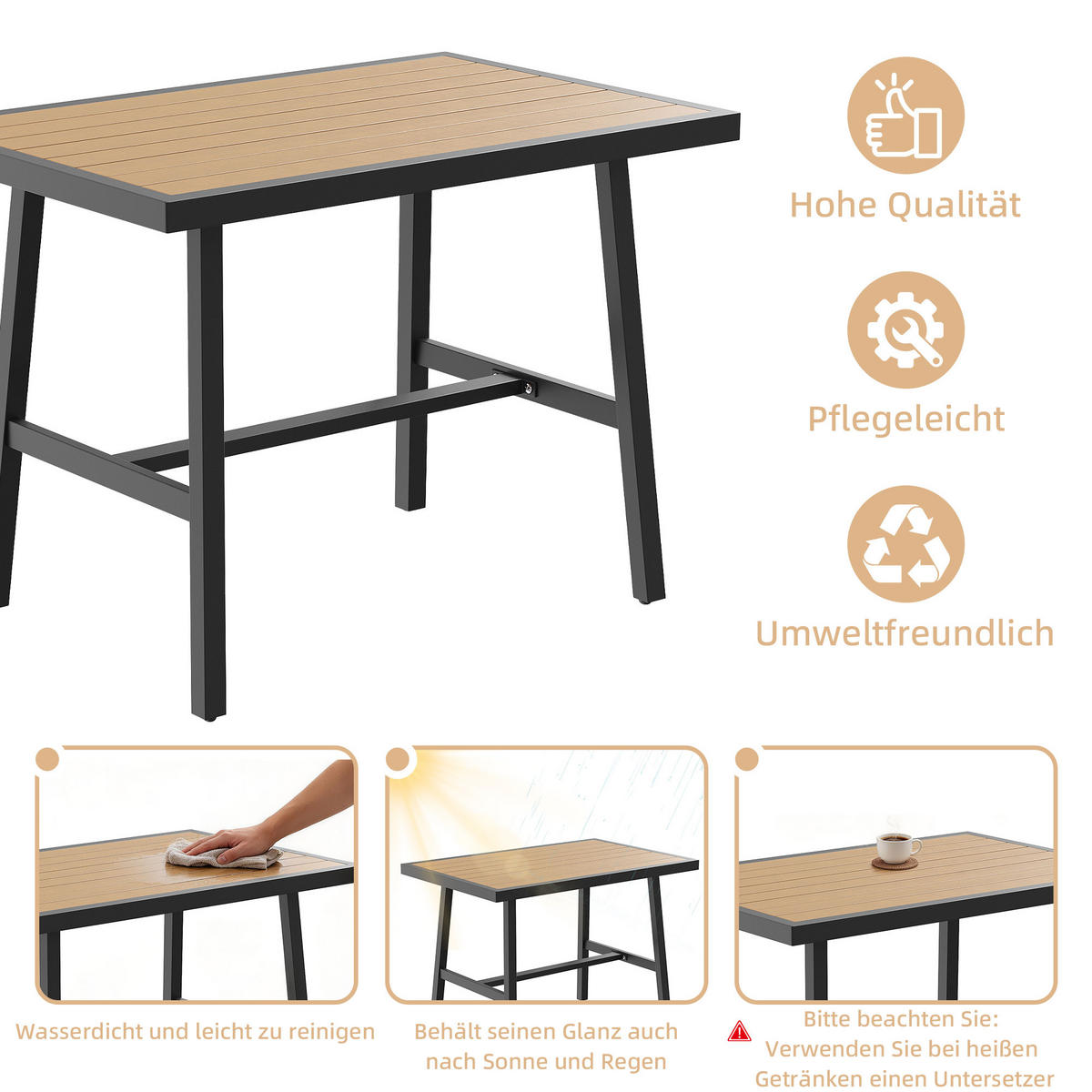 GARTENLOUNGE 6tlg Grau Beige Ecksofa Tisch Hocker wetterfest - Grau, Metall - FLIEKS