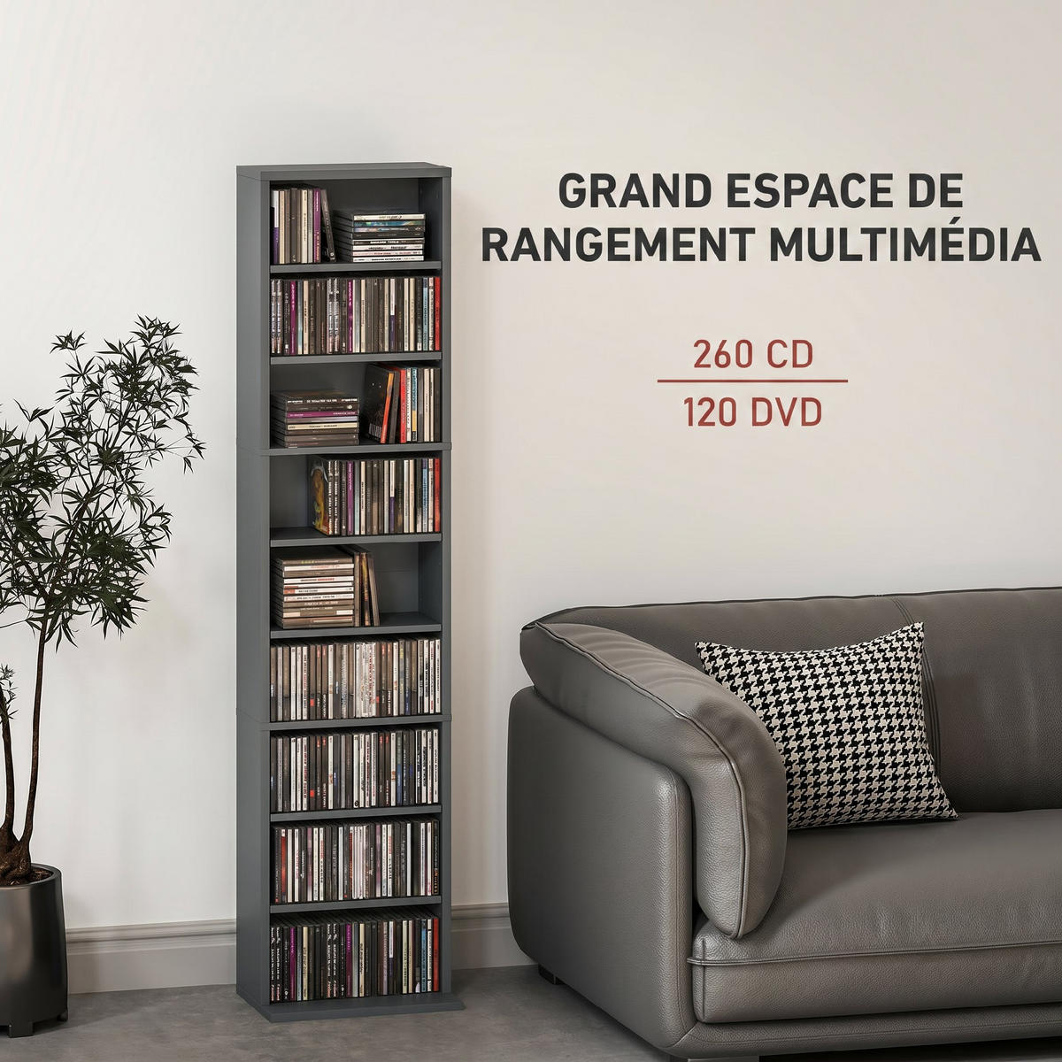 CD-REGAL Grau 33/24/140 cm - Grau, Holzwerkstoff (24/140/33cm) - PANGIVO