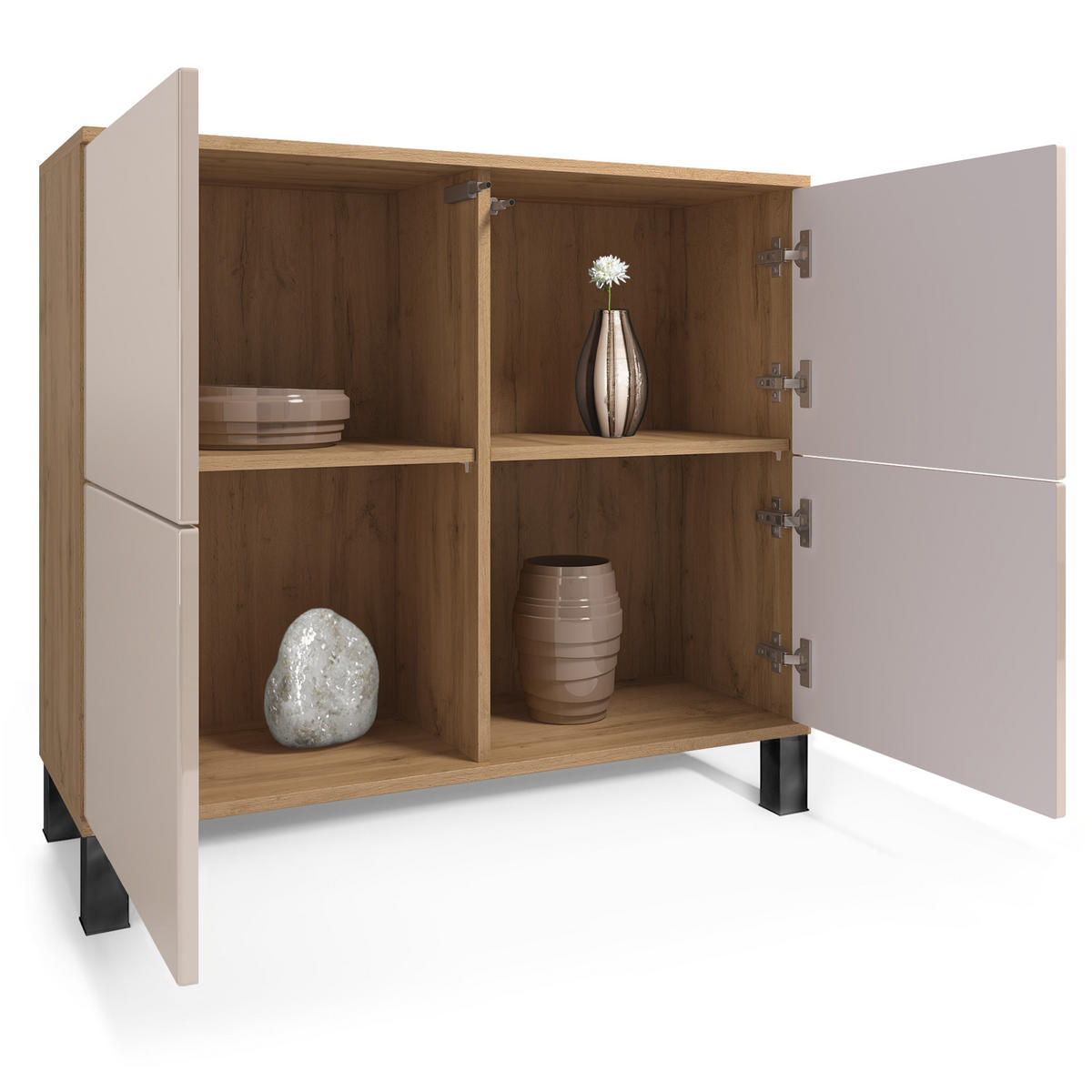 KOMMODE Rova Weiß Hochglanz - Weiß Hochglanz, Holzwerkstoff (92.5/84.5/35cm) - Vladon