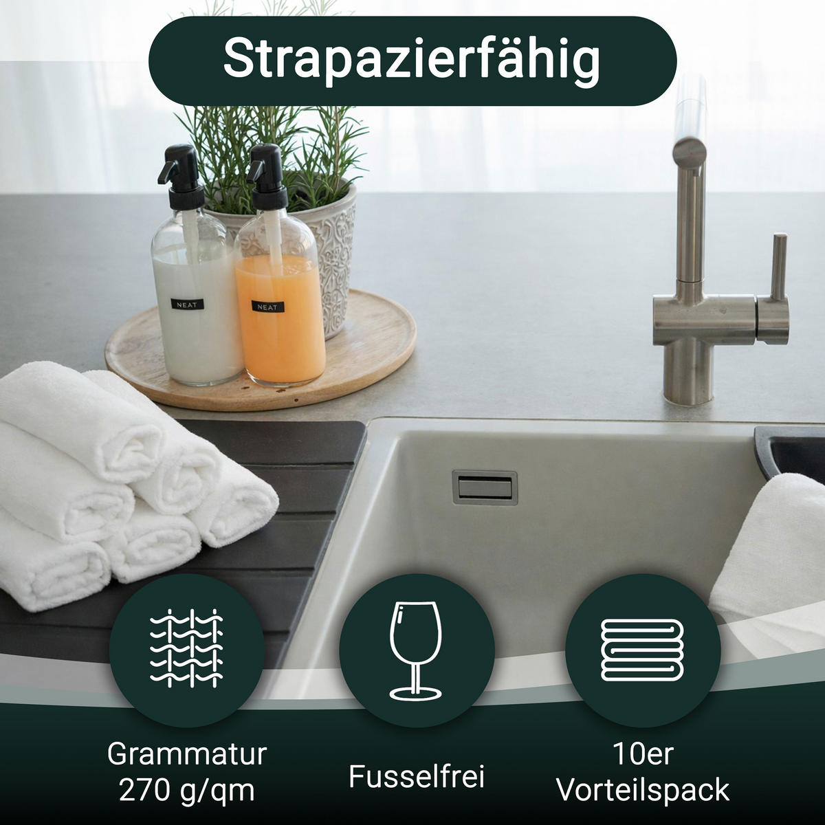 REINIGUNGSTÜCHER, 10er-Set, 32x32 cm, 80% Polyester, 20% Polyamid - Weiß, Textil (32/32cm) - Zollner