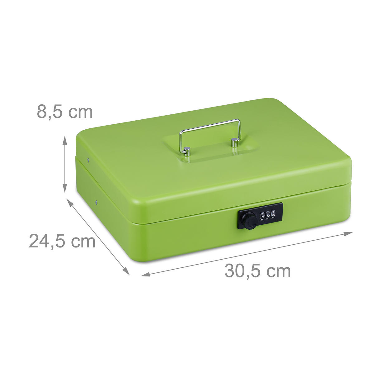 GELDKASSETTE - Grün, Kunststoff/Metall (30.5/8.5/24.5cm) - Relaxdays