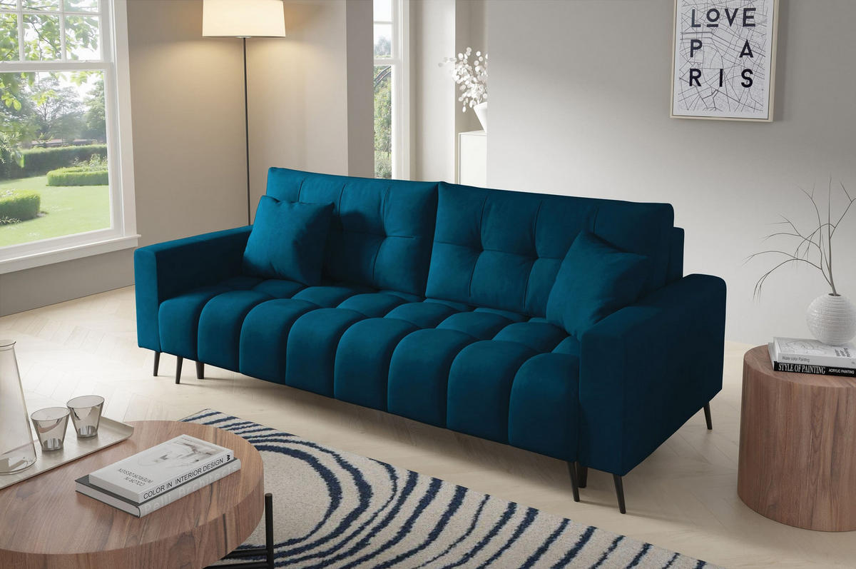 SCHLAFSOFA - Sofa Forta - Dunkelblau (Amon 07) - Dunkelblau, Holz (233/72/101cm) - Möblo
