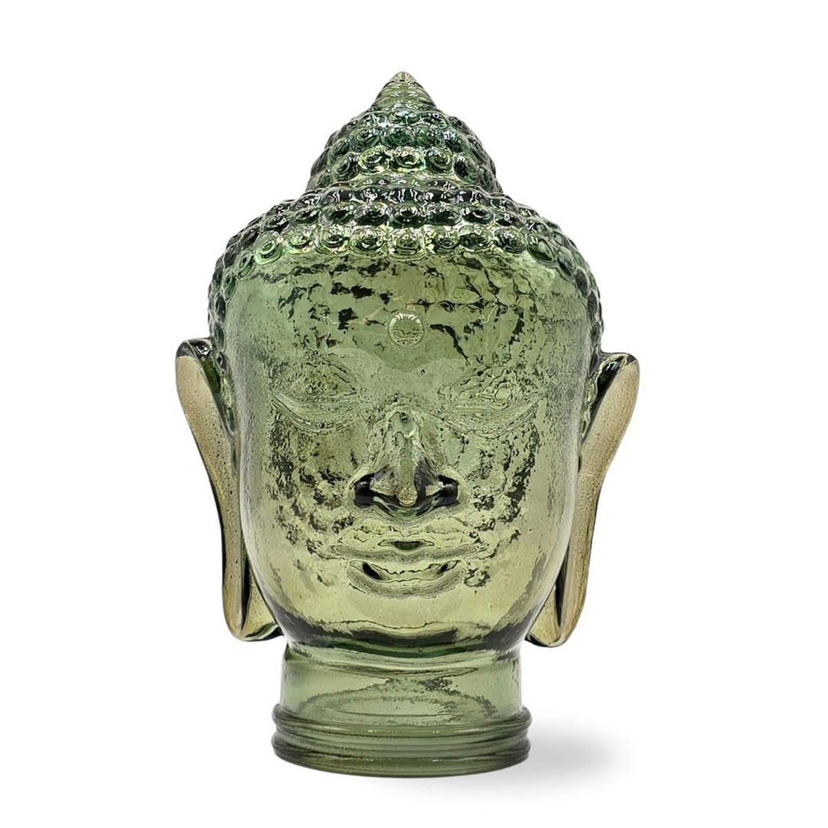 DEKO GLASKOPF THAI BUDDHA Glas, 30 cm Höhe T06 olivgrün - Olivgrün, Glas (19/30/19cm) - DESIGN DELIGHTS