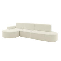 ECKSOFA mit Schlaffunktion Ottomane Links MARI L2-S 368X167X85 Beige Bouclé - Beige/Schwarz, Holzwerkstoff/Kunststoff (368/167cm) - ALTDECOR
